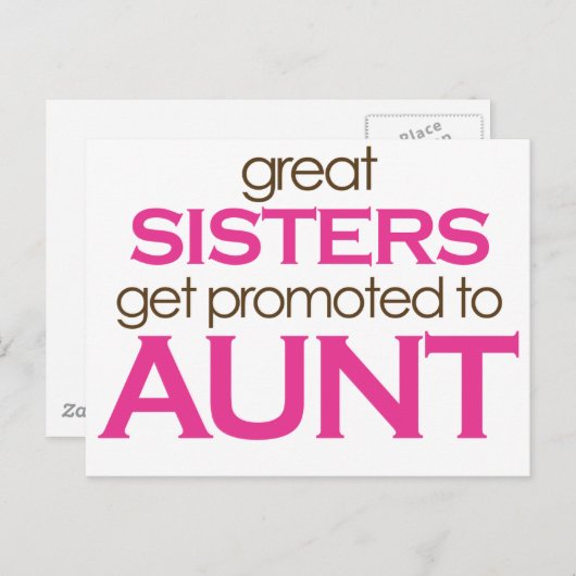 Große Schwestern werden zur Tante geworben Postkarte (Vorne/Hinten)