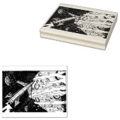 Große Sci Fi Rocket Planet Wood Art Briefmarke Gummistempel (Stempel)