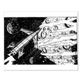 Große Sci Fi Rocket Planet Wood Art Briefmarke Gummistempel (Prägung)