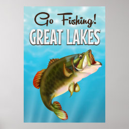 Große Seen Angeln Vintage Reiseplakat Poster