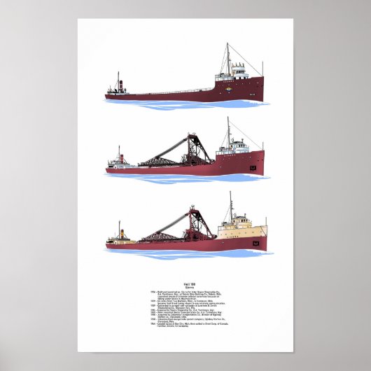 Große Seen Frachter Sierra History Poster (Vorne)