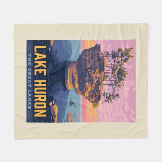 Große Seen | Huron Lake Fleecedecke (Vorderseite (Horizontal))