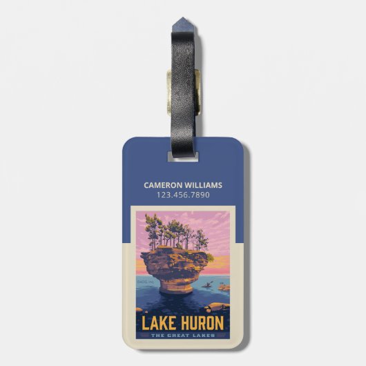 Große Seen | Huron Lake Gepäckanhänger (Rückseite vertikal)