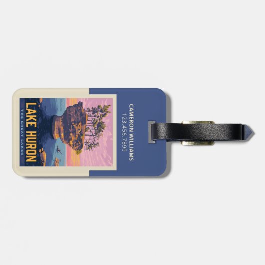 Große Seen | Huron Lake Gepäckanhänger (Rückseite horizontal)