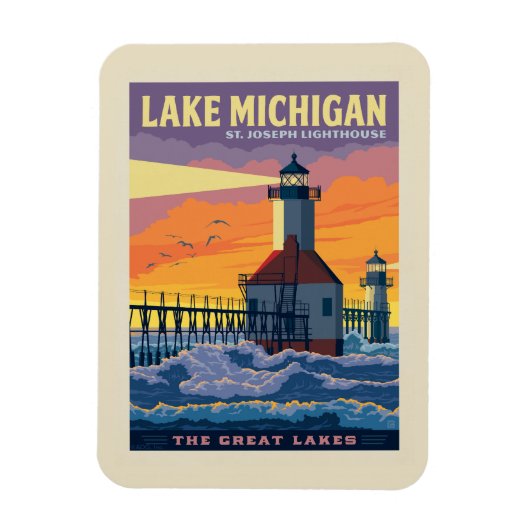 Große Seen | Lake Michigan Magnet (Vertikal)