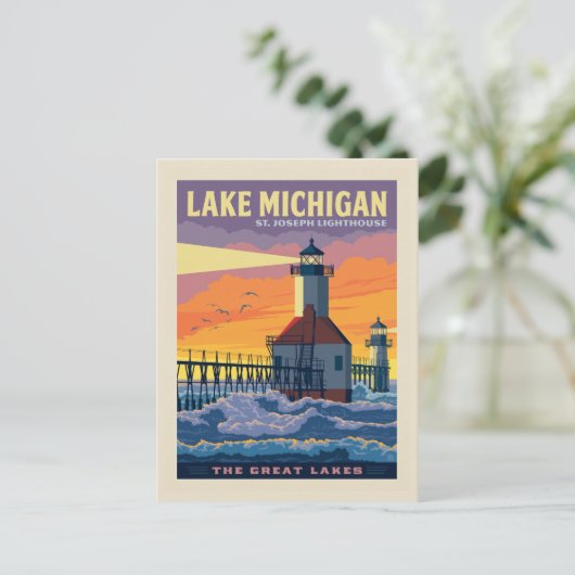 Große Seen | Lake Michigan Postkarte (Stehend Vorderseite)