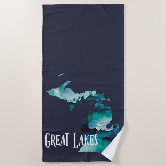 Große Seen Michigan Staat Karte Strandtuch (Vorderseite)