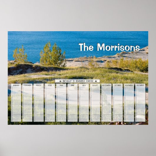 Große Seen Personalisiert Geburtstagskalender Poster (Vorne)
