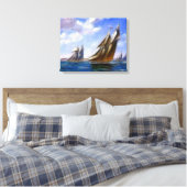 Große Segel Schiffe auf meer ummantelte Canvas Leinwanddruck (Insitu (Schlafzimmer))