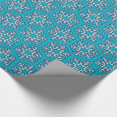 Große Silberschneeflocken auf Azure Blue Geschenkpapier (Ecke)