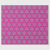Große Silberschneeflocken auf heiß rosa Geschenkpapier (Flach)