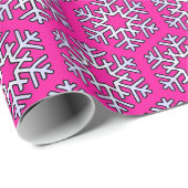 Große Silberschneeflocken auf heiß rosa Geschenkpapier (Rolleneckpunkt)