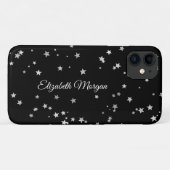 Große Silbersterne auf schwarzen, weißen Skriptnam Case-Mate iPhone Hülle (Rückseite (Horizontal))