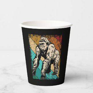Große Silhouette Gorilla Retro Pappbecher