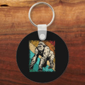 Große Silhouette Gorilla Retro Schlüsselanhänger (Vorderseite)