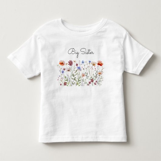 Große Sister Wasserfarbe Wildblume Wiese Kleinkind T-shirt (Vorderseite)