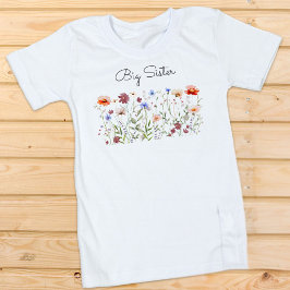 Große Sister Wasserfarbe Wildblume Wiese Kleinkind T-shirt