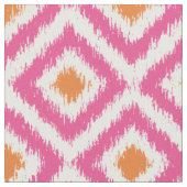 Große Skala-Rosa-Mandarine Ikat Diamant-Muster Stoff (Nahaufnahme)