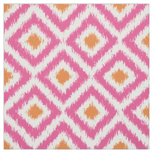 Große Skala-Rosa-Mandarine Ikat Diamant-Muster Stoff
