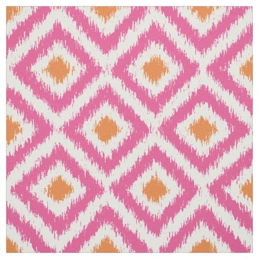 Große Skala-Rosa-Mandarine Ikat Diamant-Muster Stoff (Muster)