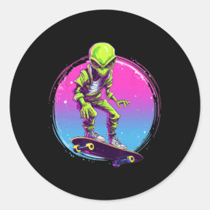 Große Skateboarding-Shirts Alien Skater - Skateboa Runder Aufkleber