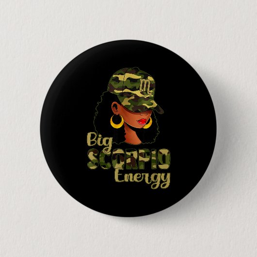 Große Skorpion Energie Schwarze Frau Camo Cap Hut  Button (Vorderseite)
