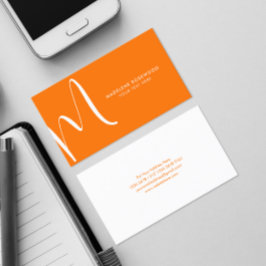 Große Skriptinitial | Moderne Typografie | Orange Visitenkarte