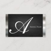 Große Skriptmonogramm | Black Silver Visitenkarte (Vorderseite)