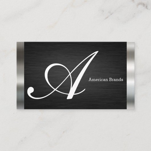 Große Skriptmonogramm | Black Silver Visitenkarte (Vorderseite)