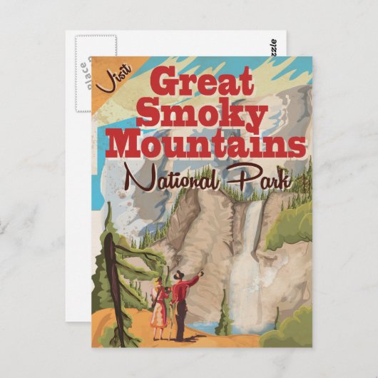 Große Smoky Mountains Travel Print. Postkarte (Vorne/Hinten)