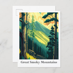 Große Smoky Mountains Vintage Reise Illustration Postkarte