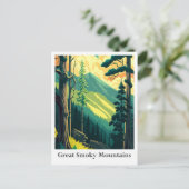 Große Smoky Mountains Vintage Reise Illustration Postkarte (Stehend Vorderseite)
