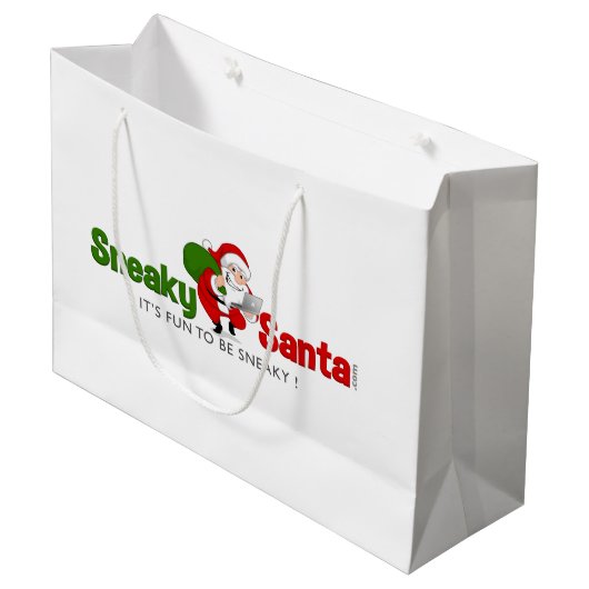 Große Sneaky Santa Gift Bag Geschenktüte (Vorderseite Schrägansicht)