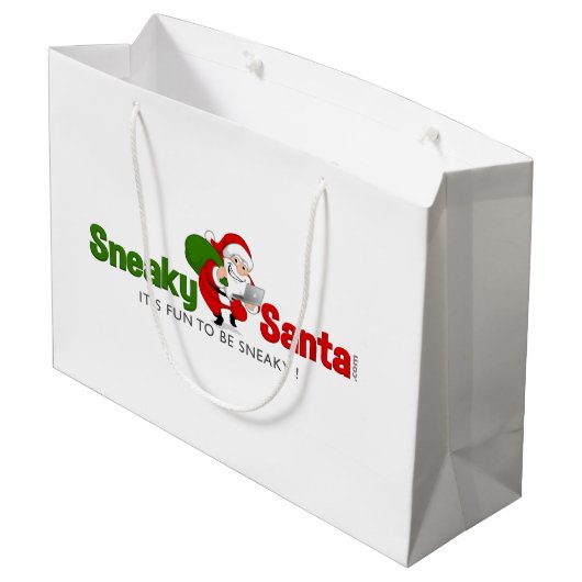 Große Sneaky Santa Gift Bag Geschenktüte (Rückseite Schrägansicht)