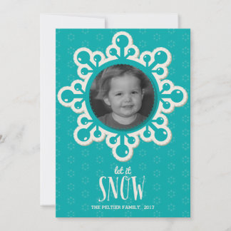 Große Snowflake Blue Foto Ferienkarte Feiertagskarte