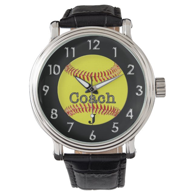 Große Softball Coach Geschenke mit Coach's MONOGRA Armbanduhr (Vorderseite)
