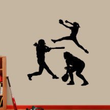 Große Softball Girls Black Wall Decal