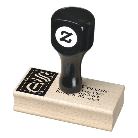Große solide Monogramm-Rücksendeadresse Gummistempel (Stempel)