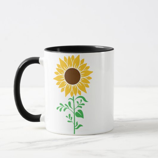 Große Sonnenblume Botanische Kunst Tasse (Links)