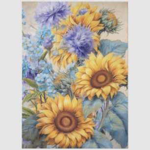 Große Sonnenblume Bouquet Dekoupage Seidenpapier
