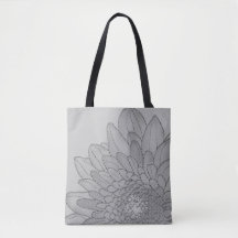 Große Sonnenblume Grau Grafik | Tasche