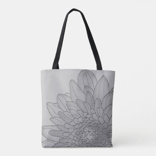 Große Sonnenblume Grau Grafik | Tasche (Rückseite)