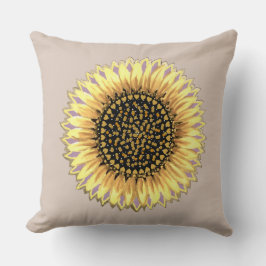 Große Sonnenblume, Herzen & goldene Punkte Kissen
