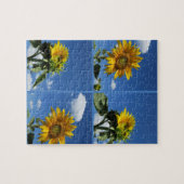große Sonnenblume strahlt gelb blau Himmel weiß we Puzzle (Horizontal)