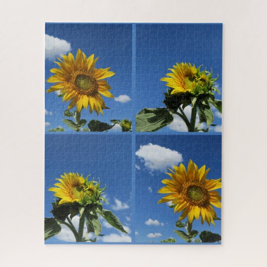 große Sonnenblume strahlt gelb blau Himmel weiß we Puzzle (Vertikal)