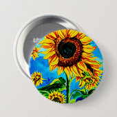Große Sonnenblumen Aquarellmalerei Button (Vorne & Hinten)