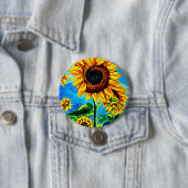 Große Sonnenblumen Aquarellmalerei Button (Beispiel)