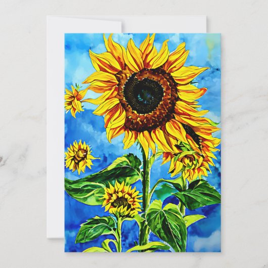 Große Sonnenblumen Aquarellmalerei Feiertagskarte (Vorderseite)