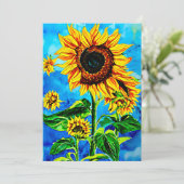 Große Sonnenblumen Aquarellmalerei Feiertagskarte (Stehend Vorderseite)