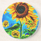 Große Sonnenblumen Aquarellmalerei Getränkeuntersetzer (Vorne)